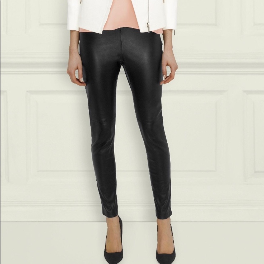 NWT LK Bennett Black Ribbon black leather trouser